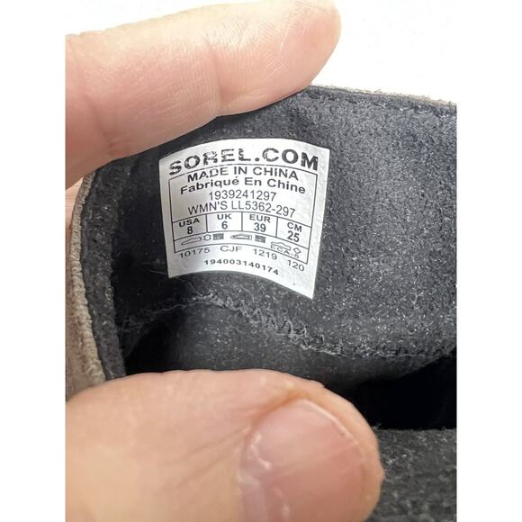 Sorel EUC Light Brown Leather Suede Joan of Arctic Wedge II Zip Boot Bootie 8 - Picture 4 of 6